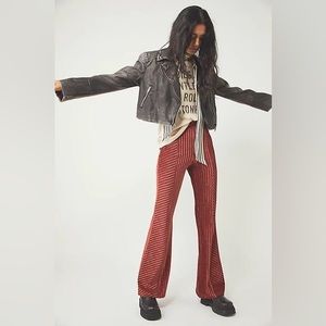 Free People Slim Pull-On Velvet Flare Pants